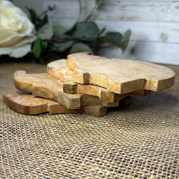 HANDCRAFTED IN INDIA WOODEN ELEPHANT COASTERS 4 PIECE SET - Picture 11 of 12